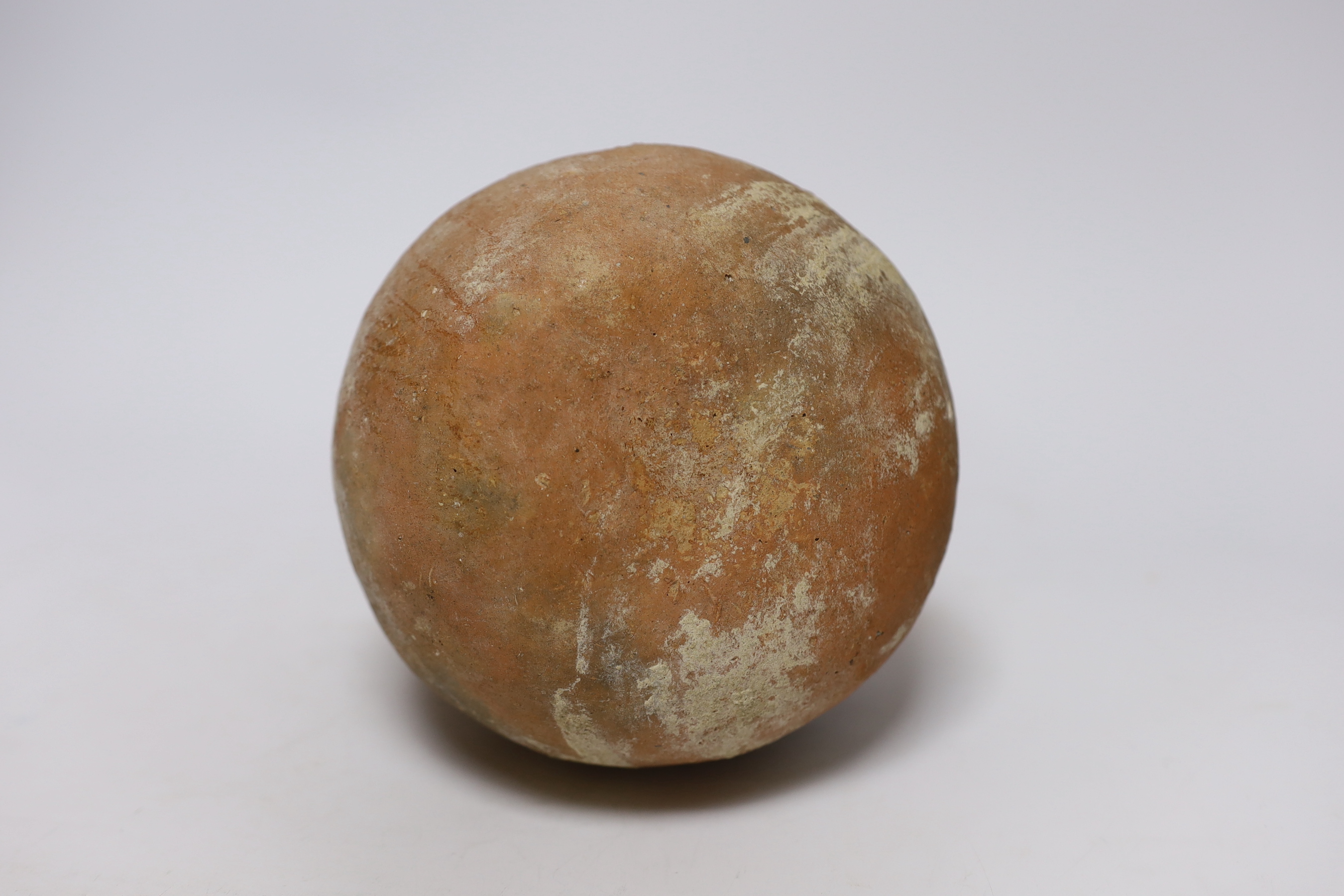 An intact Roman terracotta two handled jar, 17.5cm high